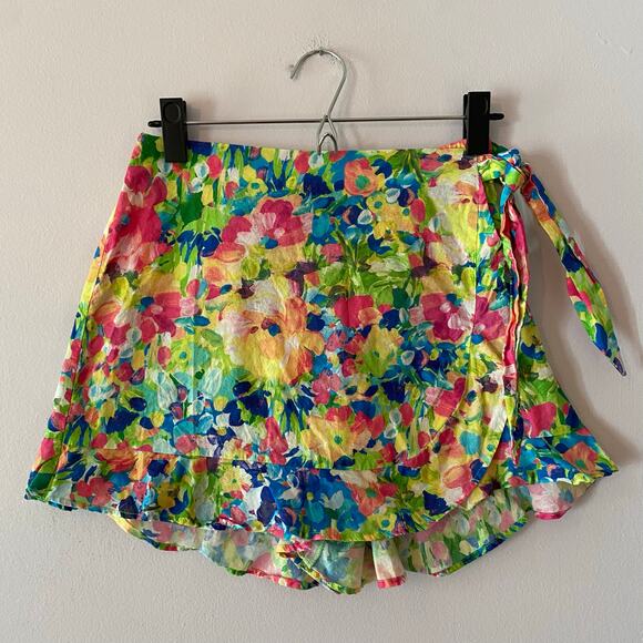 Show Me Your Mumu Women's size Small Colorful Floral Spring Wrap Skirt Skort - Picture 1 of 10